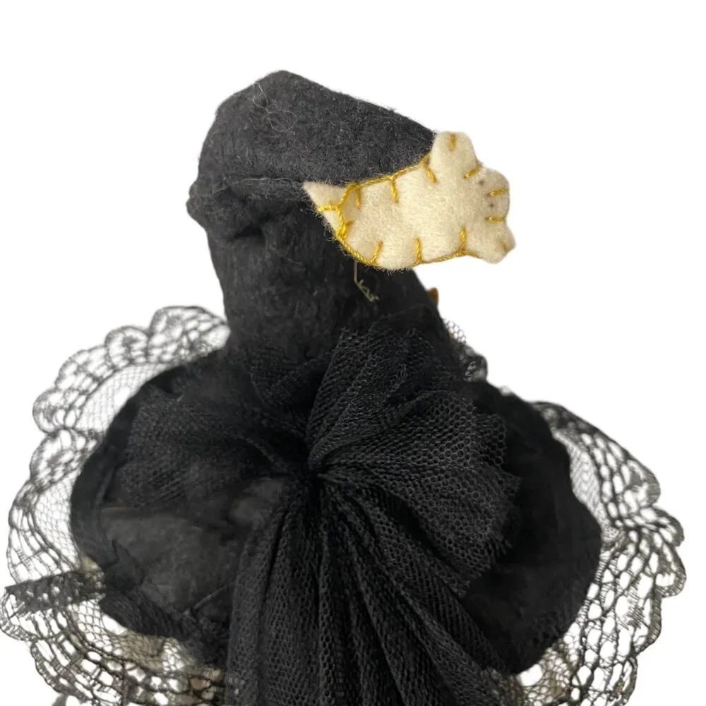 Handmade Witch Rag Doll Black Plaid‎ Dress Poison Prop Halloween Decor 21